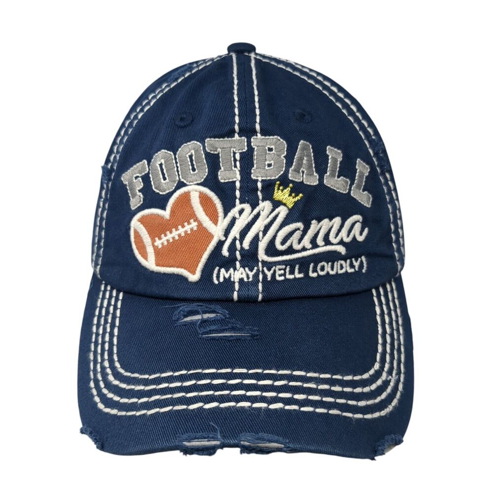 Football Mama May Yell Loudly Strapback Hat Blue OS KB ETHOS Vintage